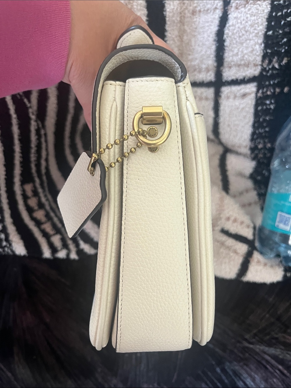 Coach Cream Leather Top-Handle Satchel with Gold Hardware - Picture 12 of 13
